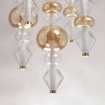 Люстра с плафонами из прозрачного и янтарного стекла в виде шаров и ромбов Gabriel Scott Luna варинант исполнения - 10 | Loft Concept в Красноярске