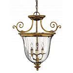 Люстра подвесная цвета латунь с прозрачным стеклянным плафоном и тремя лампами в классическом стиле на цепи Hinkley варинант исполнения - 1 | Loft Concept в Красноярске