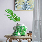 Ваза с зелёными листьями и крышкой Vase Green Leaves варинант исполнения - 1 | Loft Concept в Красноярске