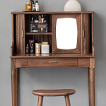 Туалетный стол деревянный с ящиком и зеркалом Moon Walnut Furniture варинант исполнения - 5 | Loft Concept в Красноярске