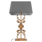 Настольная лампа на ажурном чугунном основании с серым абажуром Openwork Lamp варинант исполнения - 3 | Loft Concept в Красноярске