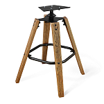 Барный стул со спинкой и металлической подставкой на 4-х деревянных ножках Бежевый Велюр Vendramin Chair варинант исполнения - 9 | Loft Concept в Красноярске