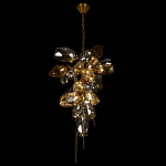 Люстра подвесная вытянутой формы с плафонами из стекла и металла с двумя вертикальными подвесками Gilded Mirage  варинант исполнения - 6 | Loft Concept в Красноярске