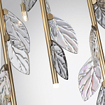 Люстра с золотистыми трубками и прозрачными стеклянными листьями на подвесах Sylva  варинант исполнения - 7 | Loft Concept в Красноярске