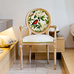 Стул с подлокотниками золотистый из бука с изображением птиц и цветов Blooming Red Birds варинант исполнения - 3 | Loft Concept в Красноярске