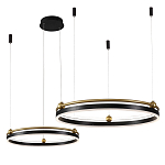 Люстра подвесная с двумя кольцами черного и золотого цвета Ring Horizontal варинант исполнения - 2 | Loft Concept в Красноярске