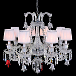 Люстра с 8-ю белыми текстильными абажурами и хрустальными подвесками Lustre Reverie варинант исполнения - 1 | Loft Concept в Красноярске