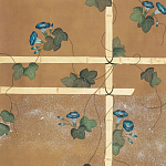 Обои ручная роспись Morning Glory Original colourway on gold metallic silk варинант исполнения - 2 | Loft Concept в Красноярске