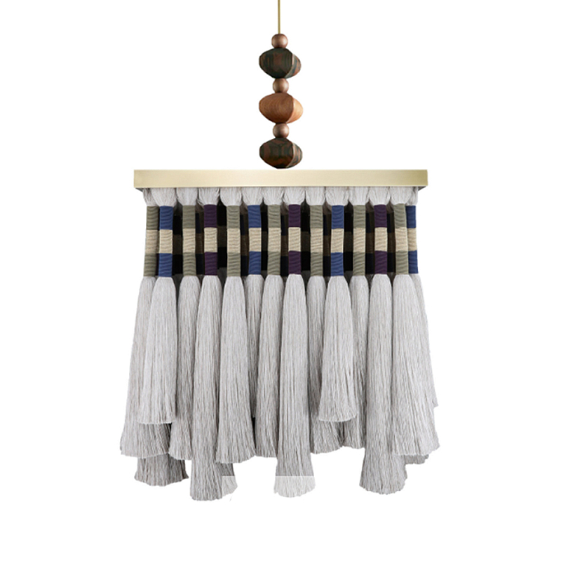 Люстра квадратная плетеная с бахромой Wicker Square Chandelier with Tassels Мульти Люстра квадратная плетеная с бахромой Wicker Square Chandelier with Tassels Мульти в Красноярске | Loft Concept