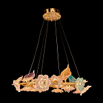 Люстра круглая на золотом каркасе с птичками и цветочным декором Miscellaneous herbs варинант исполнения - 1 | Loft Concept в Красноярске