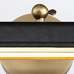 Светильник для картин цвет винтажная латунь с прямоугольным плафоном из кожи черного цвета Alora варинант исполнения - 5 | Loft Concept в Красноярске