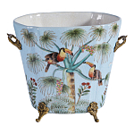 Кашпо из голубого фарфора с бронзовыми элементами Blue Garden варинант исполнения - 1 | Loft Concept в Красноярске