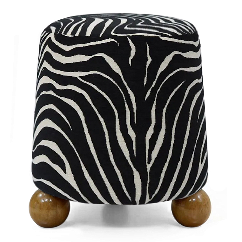 Пуф Wakonda обивка ZEBRA с Круглыми ножками  Черно-белый Коричневый в Красноярске | Loft Concept 