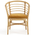 Кресло из ротанга с сиденьем из велюра Vini Rattan Armchair варинант исполнения - 2 | Loft Concept в Красноярске