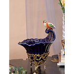Чаша темно-синего цвета из фарфора с разноцветной птичкой Eden Garden porcelain and bronze варинант исполнения - 4 | Loft Concept в Красноярске