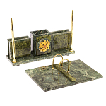 Настольный письменный набор из змеевика с гербом России Successful Leader варинант исполнения - 3 | Loft Concept в Красноярске