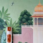 Обои ручная роспись Mahal Garden Original colourway on blue painted Xuan paper варинант исполнения - 3 | Loft Concept в Красноярске