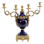 Подсвечник из темно-синего фарфора на бронзовой подставке с фигурками ангелов и декоративными ручками Eden Garden варинант исполнения - 1 | Loft Concept в Красноярске