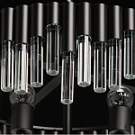 Люстра круглая из матового черного металла с подвесками из прозрачных стеклянных трубок Noir Tubes варинант исполнения - 8 | Loft Concept в Красноярске