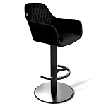 Барный стул вращающийся со спинкой и подлокотниками Douglas Rhombus Черный Велюр варинант исполнения - 1 | Loft Concept в Красноярске