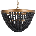 Люстра с подвесками в виде круглых деревянных черных бусин Black Wooden Beads Chandelier варинант исполнения - 1 | Loft Concept в Красноярске