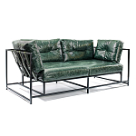 Диван Лофт Натуральная Винтажная кожа Зеленый Two Seat Encounter Leather Sofa варинант исполнения - 2 | Loft Concept в Красноярске