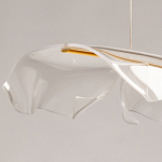 Люстра линейная с 3-мя белыми волнистыми плафонами Wave Line варинант исполнения - 8 | Loft Concept в Красноярске