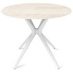 Стол обеденный с круглой столешницей из керамики на четырех белых ножках Sand Ceramics варинант исполнения - 1 | Loft Concept в Красноярске