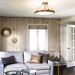 Потолочный светильник цвета латунь с плоским круглым плафоном Hinkley варинант исполнения - 2 | Loft Concept в Красноярске