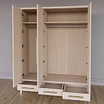 Большой Шкаф Primo Светлый дуб с 3 дверьми и 3 выдвижными ящиками варинант исполнения - 6 | Loft Concept в Красноярске