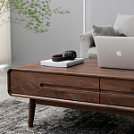 Кофейный стол из массива дерева с выдвижными ящиками Coffee Walnut Table варинант исполнения - 5 | Loft Concept в Красноярске