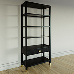 Стеллаж Elsa Dreams Black со стеклянными полками и ящиком варинант исполнения - 1 | Loft Concept в Красноярске