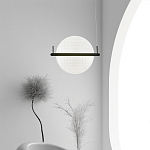 Светодиодный подвесной светильник круглой формы с металлическим черным каркасом Marble Glow варинант исполнения - 5 | Loft Concept в Красноярске