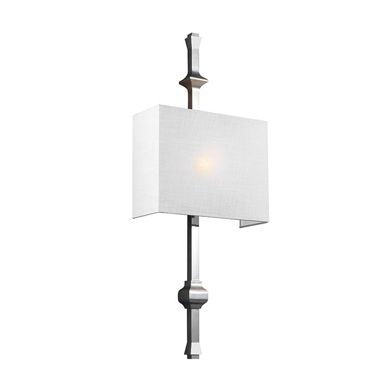 Бра с прямоугольным тканевым абажуром белого цвета Feiss Никель Бежевый Белый Бронза в Красноярске | Loft Concept 