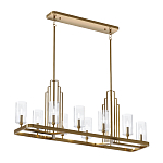 Люстра прямоугольная цвета латунь с прозрачными рифлеными цилиндрическими плафонами Kichler варинант исполнения - 2 | Loft Concept в Красноярске