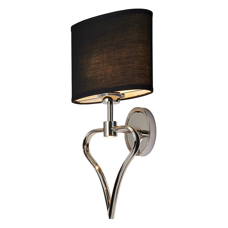 Бра для ванных комнат с черным тканевым абажуром овальной формы и декоративной вставкой в форме сердца Elstead Lighting Черный Хром в Красноярске | Loft Concept 