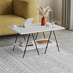 Стол журнальный с белой прямоугольной столешницей и полкой ESSEL WHITE варинант исполнения - 2 | Loft Concept в Красноярске