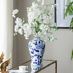Ваза с бело-синей росписью и изображением цветов Blue & White Ornament варинант исполнения - 4 | Loft Concept в Красноярске