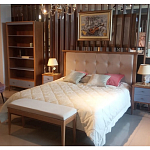 Кровать из массива бука с мягким изголовьем Tasteful Furniture варинант исполнения - 2 | Loft Concept в Красноярске