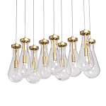 Люстра с 9-ю прозрачными стеклянными плафонами в форме капли Lucid Rain  варинант исполнения - 1 | Loft Concept в Красноярске