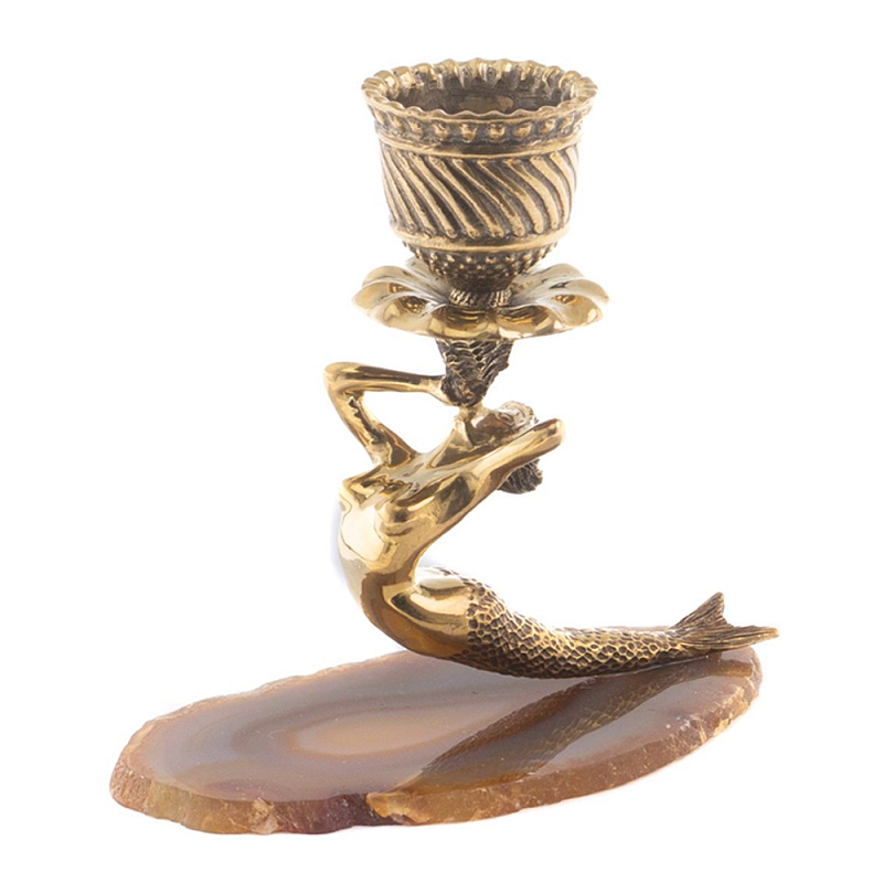 Подсвечник бронзовый из натурального камня агат Stone Candlestick Коричневый Золотой Подсвечник бронзовый из натурального камня агат Stone Candlestick Коричневый Золотой в Красноярске | Loft Concept