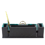 Настольный письменный набор из змеевика с часами и календарницей Successful Leader варинант исполнения - 3 | Loft Concept в Красноярске