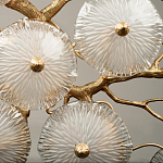 Потолочная люстра круглая ветвистыми бронзовыми элементами и стеклянными рифлеными дисками Textured Glass Chandelier варинант исполнения - 5 | Loft Concept в Красноярске