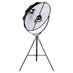 Торшер в виде прожектора с круглым тканевым абажуром на треноге черного цвета Radiance Éclat варинант исполнения - 2 | Loft Concept в Красноярске