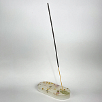 Подставка под благовония из эпоксидной смолы с цветами белая Epoxy Resin Flowers Incense Oval Stand White варинант исполнения - 3 | Loft Concept в Красноярске