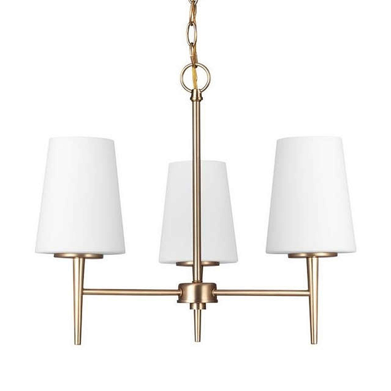 Люстра в цвете латунь с 3-мя белыми конусными плафонами Generation Lighting Латунь Белый в Красноярске | Loft Concept 