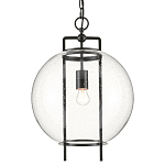 Подвесной светильник в форме шара из прозрачного стекла на линейном черном каркасе  Glass Ball with Seeds варинант исполнения - 2 | Loft Concept в Красноярске
