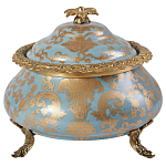 Шкатулка голубого цвета с золотым растительным узором Eden Garden варинант исполнения - 1 | Loft Concept в Красноярске