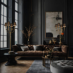 Настольная лампа на металлическом основании бронзового цвета с 4-мя черными конусовидными абажурами Dignity варинант исполнения - 5 | Loft Concept в Красноярске