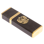 Флешка на 16 гб с декоративной металлической вставкой Герба РФ из натурального камня Обсидиан Черный Stone Flash Drive варинант исполнения - 1 | Loft Concept в Красноярске